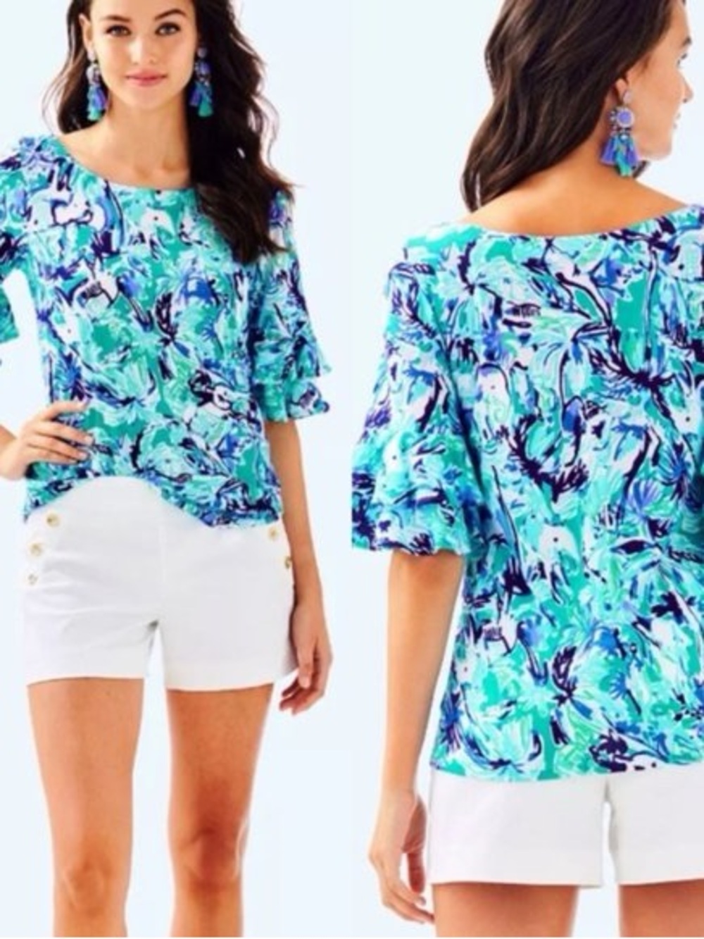 Lilly Pulitzer Lula Top in Elephant Appeal